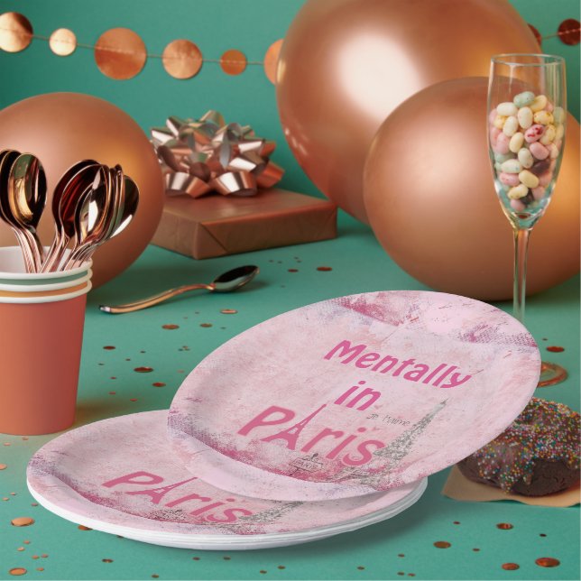Mentally In Paris Paper Plate (Multi)