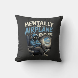 Mentally On Airplane Mode Shirt Funny Anime boy Cushion