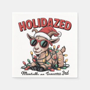 Mentally on January 3rd Funny Christmas Goat Anima Napkin