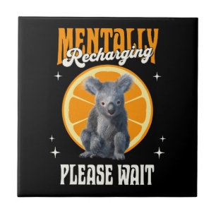 Mentally Recharging Introvert Koala Design Ceramic Tile