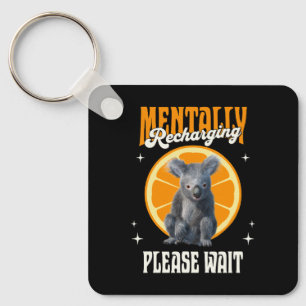 Mentally Recharging Introvert Koala Design Key Ring