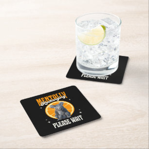 Mentally Recharging Introvert Koala Design Square Paper Coaster