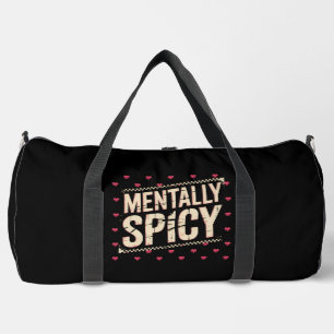 Mentally Spicy Pink Hearts Duffle Bag