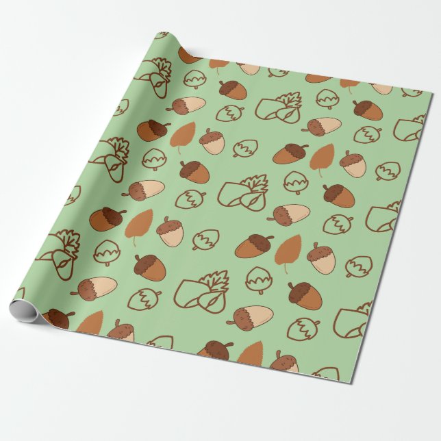 Menthol Green Seamless Wrapping Paper: Hazelnuts Wrapping Paper (Unrolled)