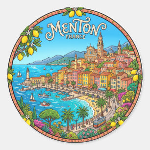 Menton France Classic Round Sticker