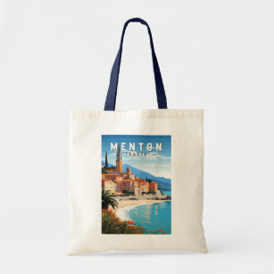 Menton France Travel Art Vintage Tote Bag