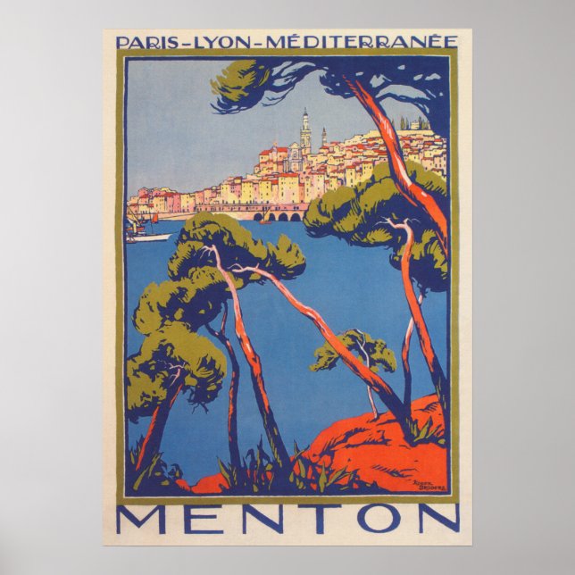 Menton France Vintage Travel Poster (Front)