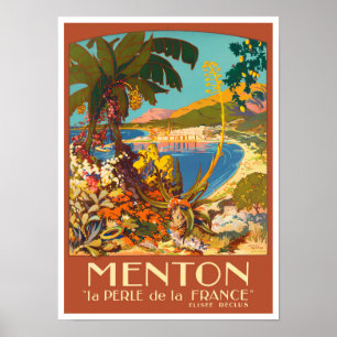 Menton France vintage travel Poster