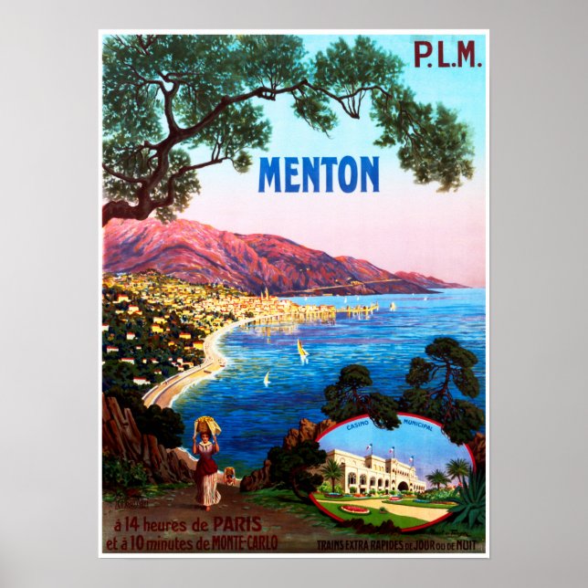MENTON French Riviera Cote D' Azur France Travel Poster (Front)