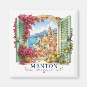 Menton French Riviera Magnet - View Through Window