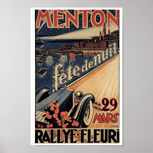Menton Rallye Fleuri 1929 French Riviera  Poster (Front)