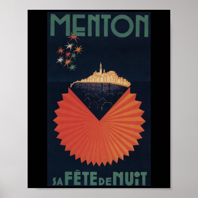 Menton Sa Fete de Nuit French Riviera Postcard Poster (Front)
