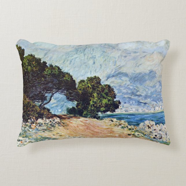Menton Seen from Cap Martin by Claude Monet Decorative Cushion (Front)