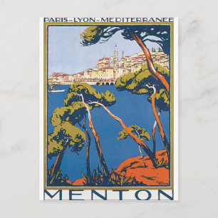 Menton Vintage Travel Poster Postcard