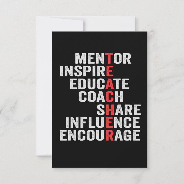 Mentor Inspire Educate Coach Share Influence Dad  Thank You Card (Front)