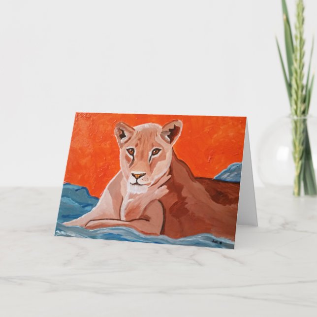 Mentor Lioness Standard 5" x 7" Thank You Card (Front)