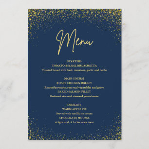 Menu 75th birthday Navy Gold Glitter