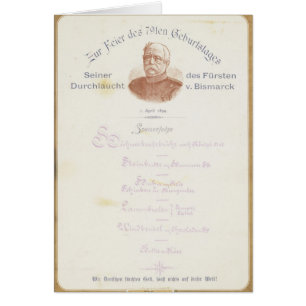Menu at Prince von Bismarcks
