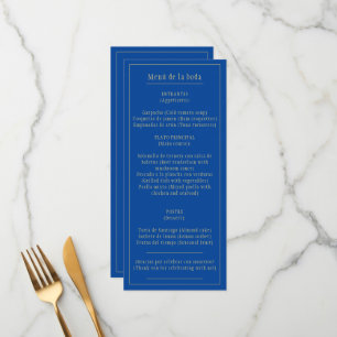 Menú Bodas Oro Azul Bilingüe Español Inglés Menu