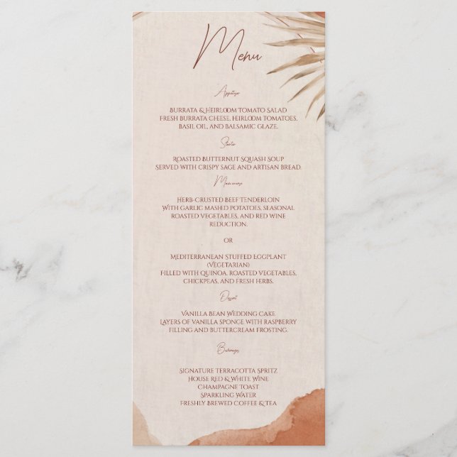 Menu boho terracota wedding (Front)