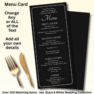Menu Card - Black White - Add your own details