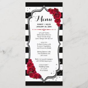 Menu Card - Black White Silver Red