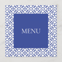 MENU CARD BLUE AND WHITE BORDER 