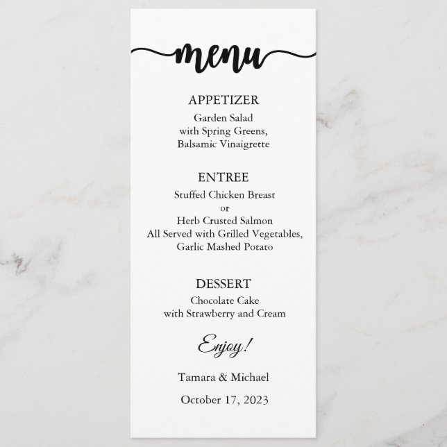 Menu Card, Wedding Menu, Dinner, Lunch (Front)