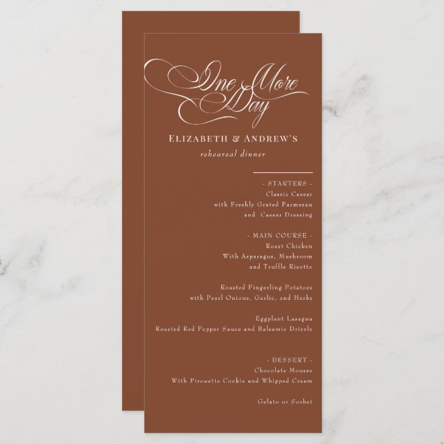 Menu Card | Wedding Rehearsal Dinner Menu (Front/Back)