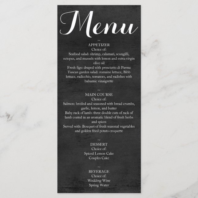 Menu - Chalkboard Script (Front)