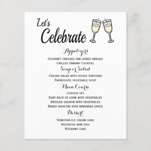 Menu Champagne Glasses Black And White Wedding
