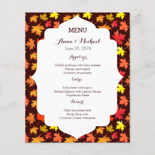 MENU Colours of Autumn Wedding
