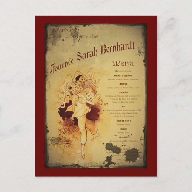 Menu de la Journee (Menu) Postcard (Front)