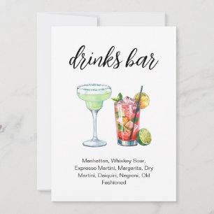 Menu Drinks Aquarela, Signature drinks Invitation