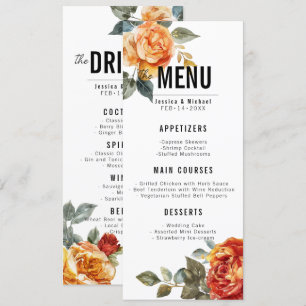 Menu + Drinks Marble Dreams Orange Rose 