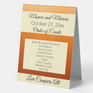 Menu Event Program Autumn Amber Skies Wedding