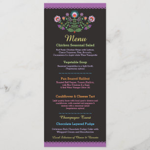 Menu Fiesta Party Mexican Purple Wedding Reception
