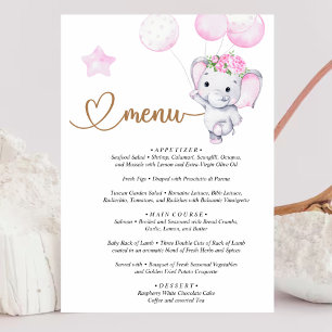 Menu Girl's Elephant & Flower Baby Shower