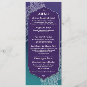 Menu Henna Style Jewel Party Wedding Reception Invitation