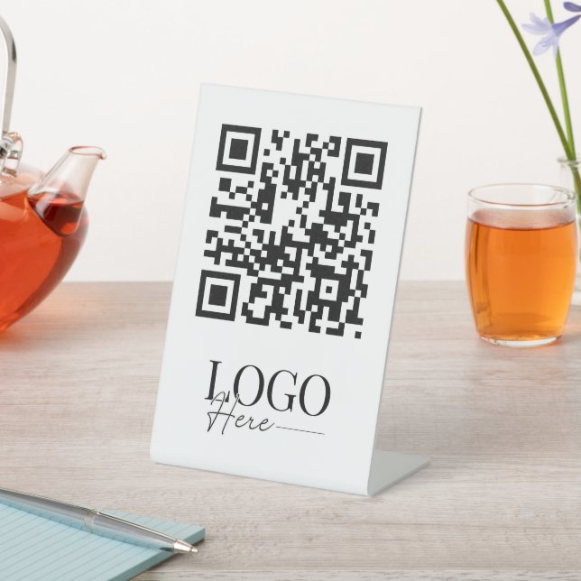 Menu Logo QR Code business Modern Minimal Simple Pedestal Sign (In SItu)