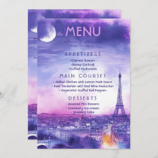 Menu + lovely text Amour Éternel