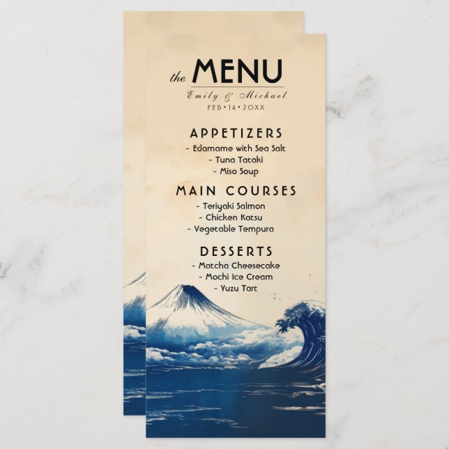 Menu + lovely text Japonesque Harmony with Fuji (Front/Back)