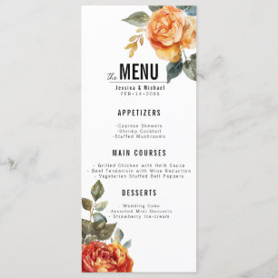 Menu + lovely text Marble Dreams Orange Rose 