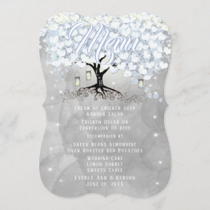 Menu Mason Jar Blue Heart Leaf Tree Watercolor