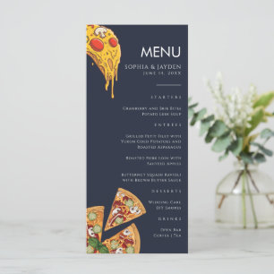 Menu Navy Blue PIZZA Modern Minimal Wedding