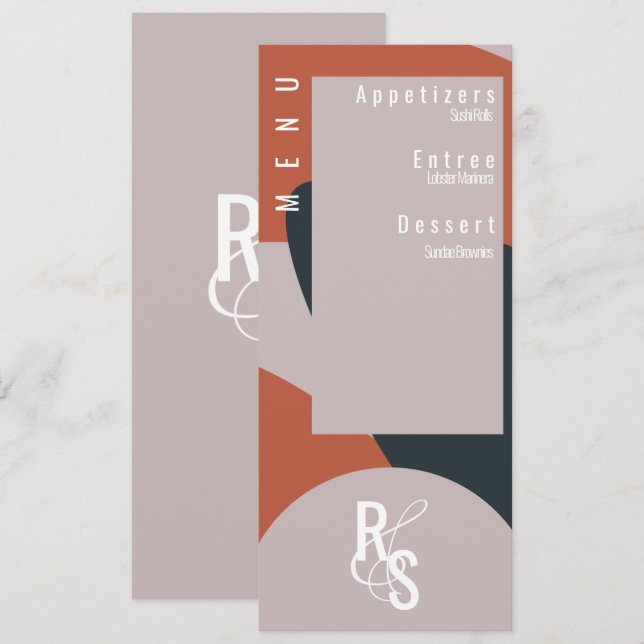 Menu Planner Terracotta Blue Organic Wedding Invitation (Front/Back)