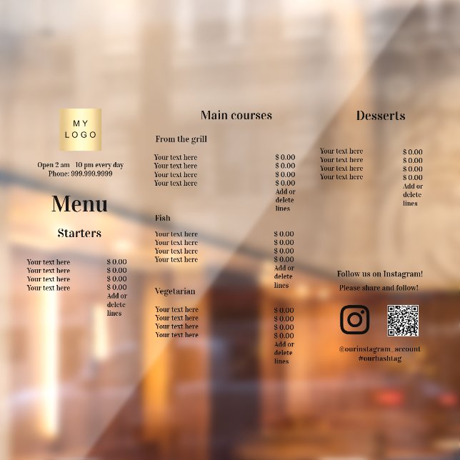 Menu price list restaurant bar cafe (Sheet 2)
