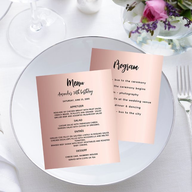 Menu program rose gold birthday party (Creator Uploaded)