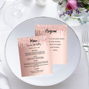 Menu program rose gold drips birthday budget