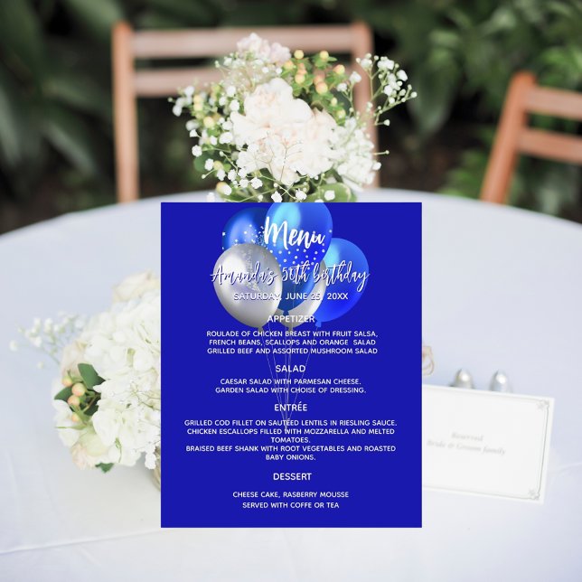 Menu program royal blue white balloons budget (Creator Uploaded)